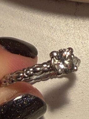 Platinum and Natural Diamond Ring. A VS1 clarity, F color .71 ct diamond